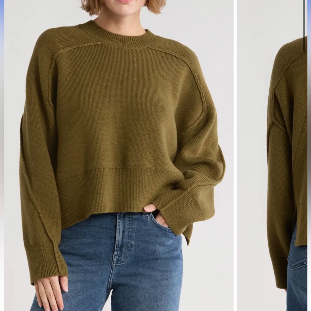 rag & bone Lysa Crew Neck Sweater Olive Medium